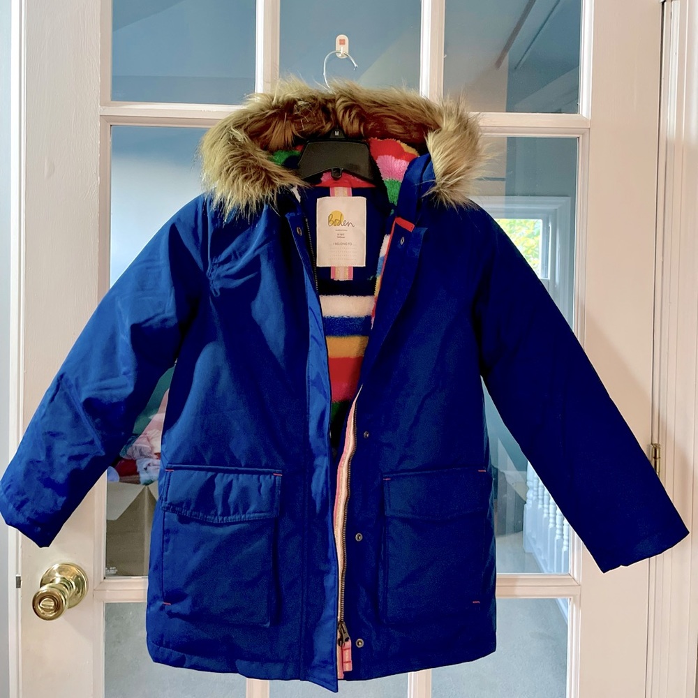 Brand new cozy Boden waterproof Sherpa lined winter coat/jacket. Size: 9-10.